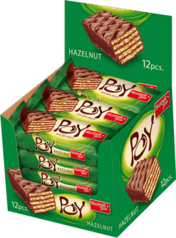 Wafer Poy Hasselnötschokladkex 45g x12